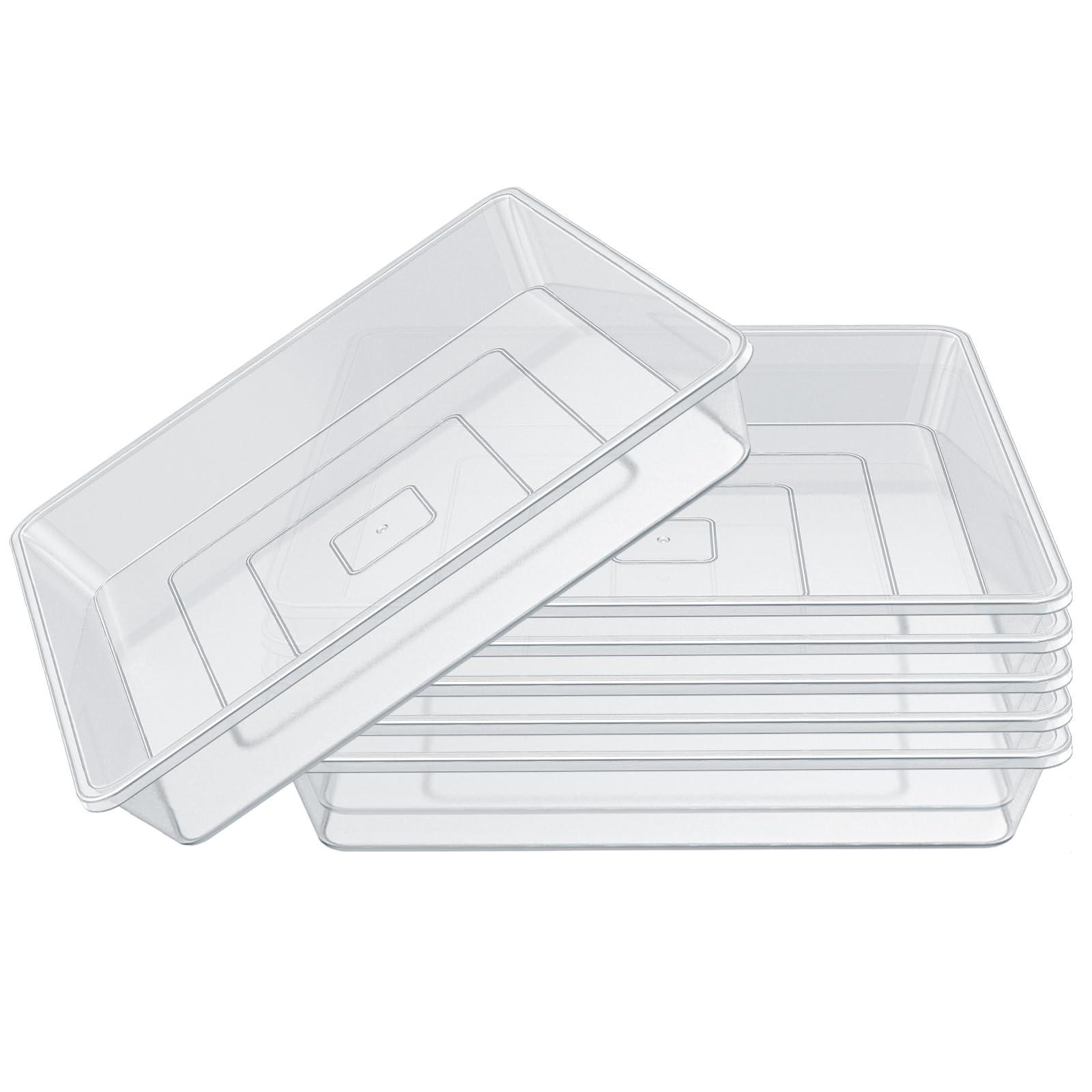 GUGEMEI Clear Square Plant Saucer 6 8 10 12 14 16 Inch, Plastic Plant Water Dray Tray, Durable Plant Trays for Indoors, Plastic Flower Plant Pot Saucer, Plant Drip Tray Outdoors (Clear, 8")