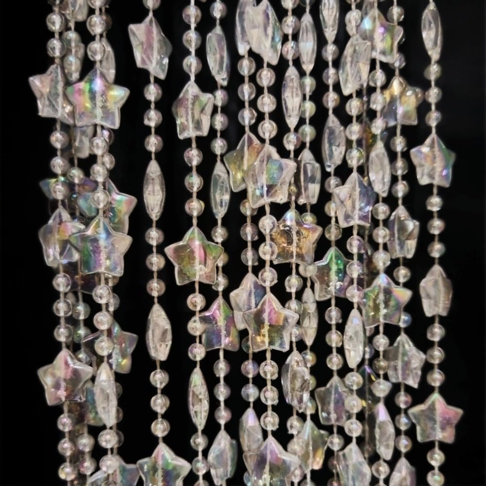 ave split Beaded Curtain Doorways Star Acrylic Hanging Door Beads String Curtains Tassel Room Divider Screen Decor for Doorway Window Living Room Wedding 049Star (Shiny Transparent Stars)