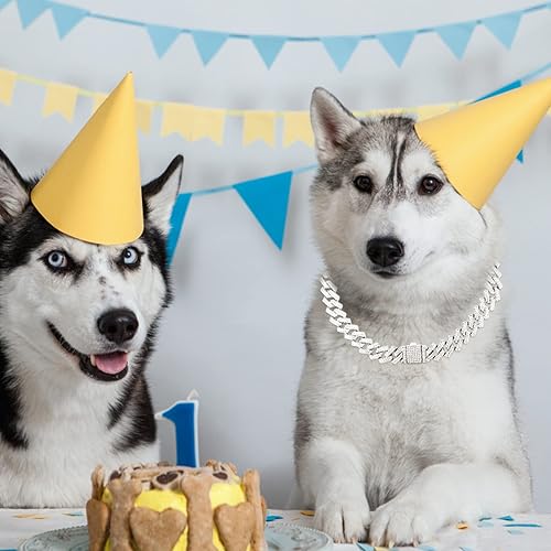 Miniatura 5 de KOLODOGO Collar de cadena para perro, collar cubano de diamante con purpurina, collar de cadena de metal para caminar con diseño de hebilla segura