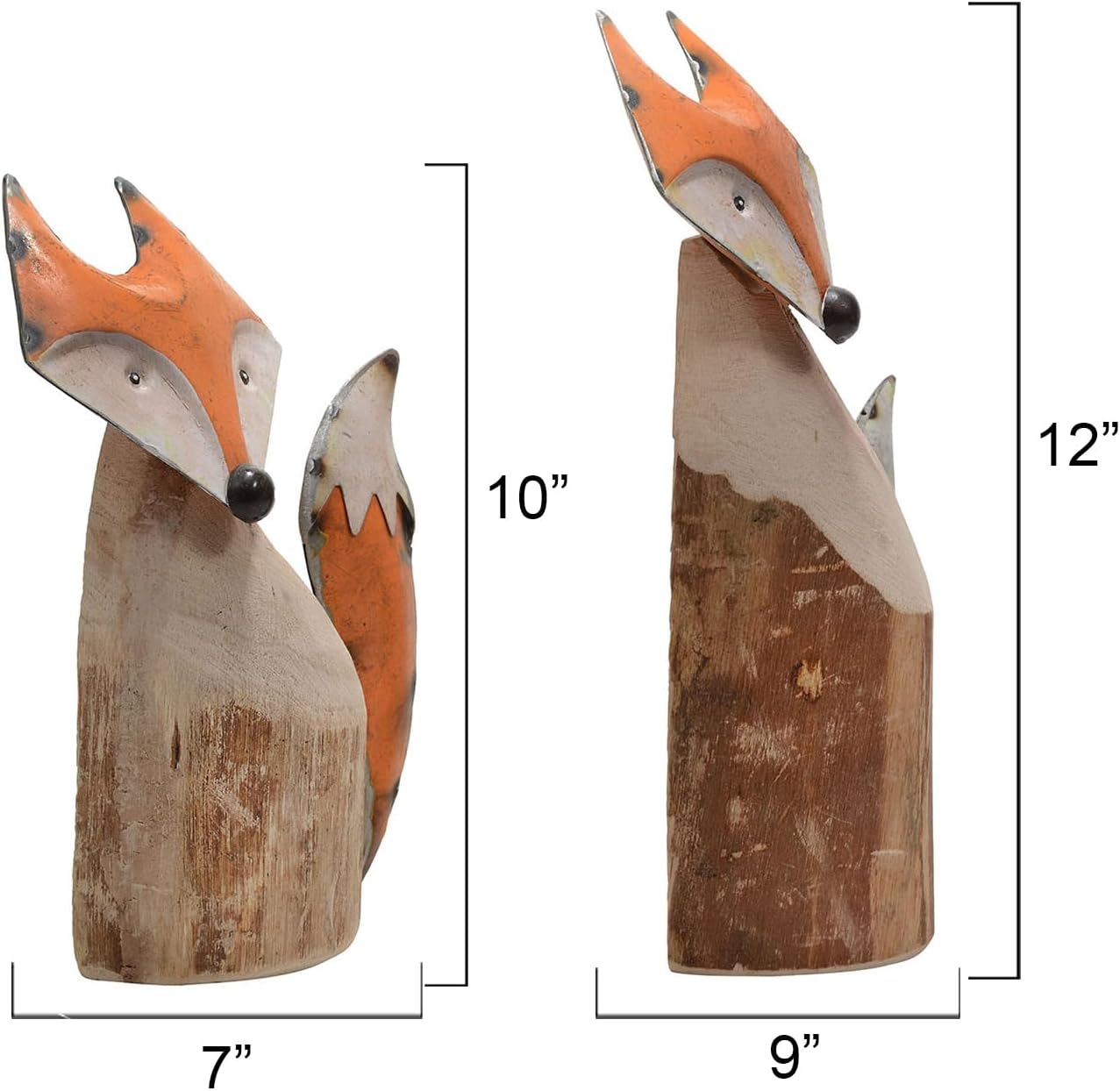 BLACK FOREST DECOR Carved Fox Statuaries - Set of 2