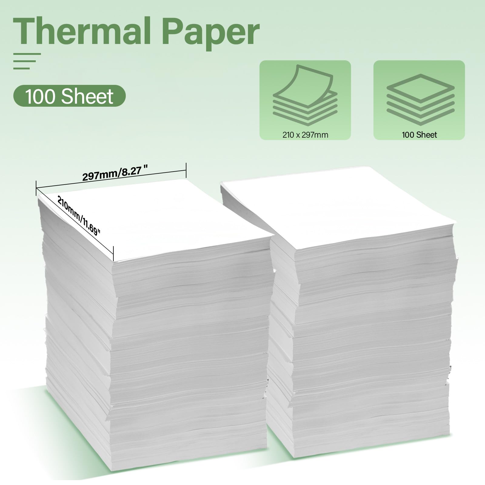 Papier Thermique A4 100 Feuilles Sans BPA Séchage Rapide Compatible Imprimantes Thermiques