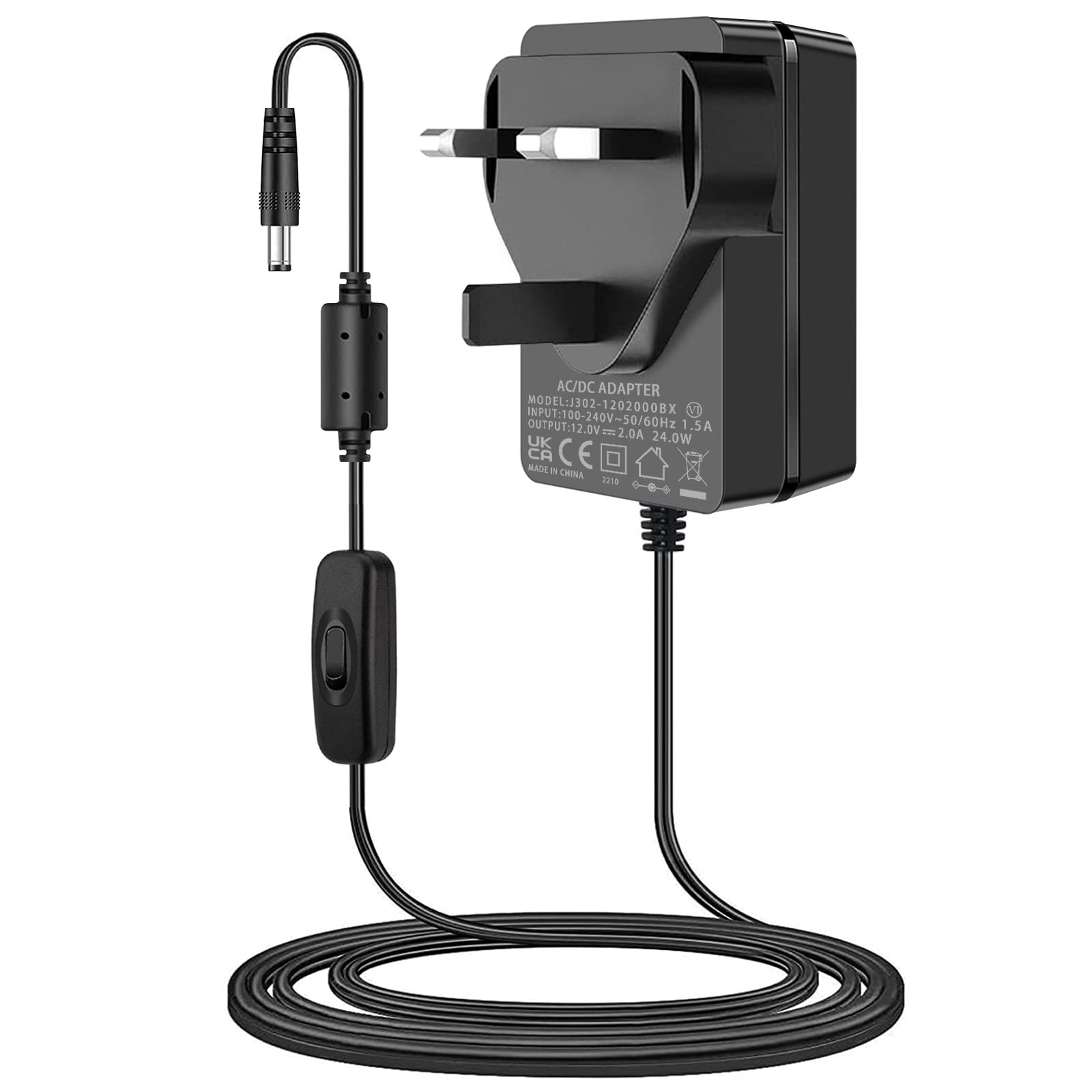 12V 2A Power Supply Adaptor for Yamaha Keyboard Charger, Compatible with Yamaha PA-130a PA-130b PA-150b P45 PA-3b PA-3c PA-5d PSR-210 PSR-78 P125 EZ-220 EZ-300 Electronic Piano Cable.