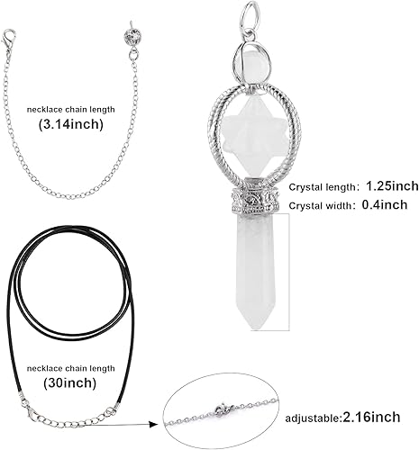 Miniatura 10 de Péndulos de cristal curativo de chakras para adivinación radiestesia, colgante de cristal curativo de energía, piedra curativa hexagonal giratoria