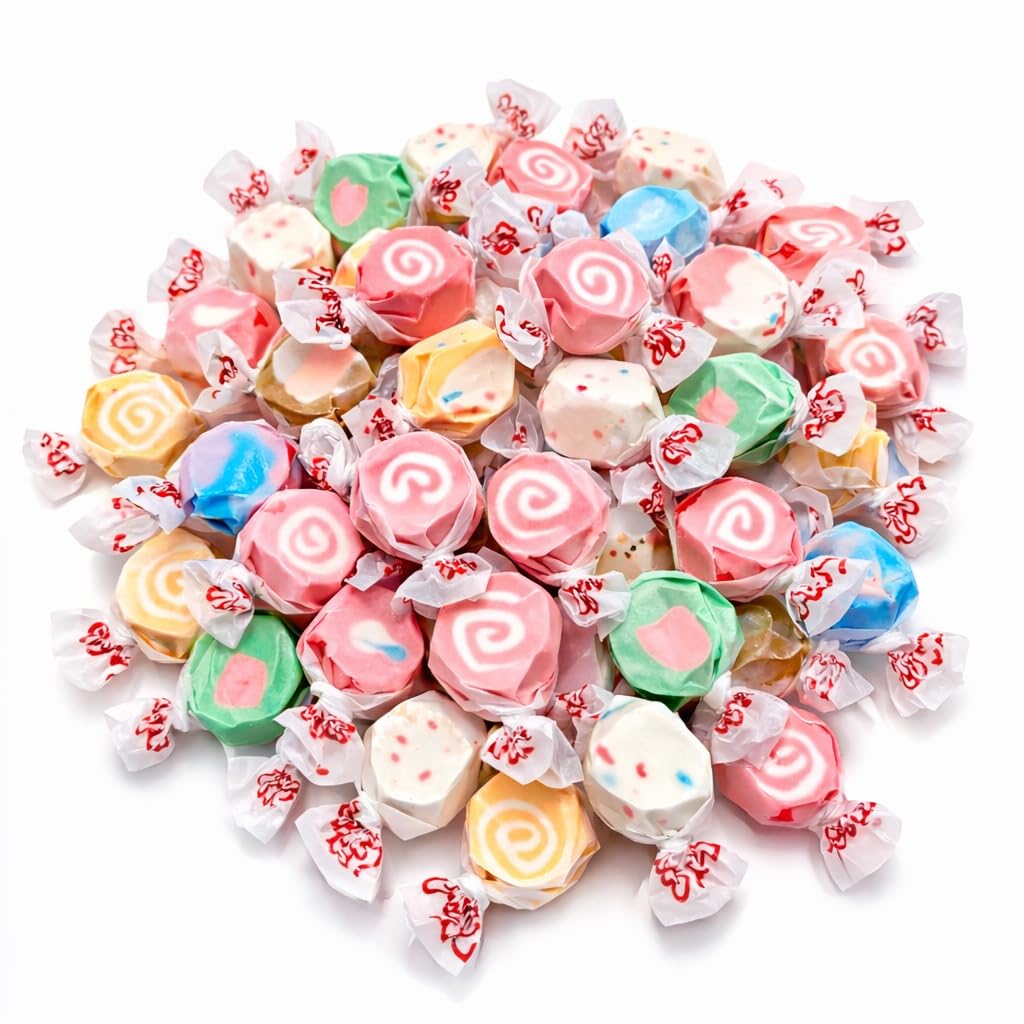 Salt Water Taffy Assorted Mix, 3 LB Bulk Bag, 12 Assorted Flavors-Variety Pack, Individually Wrapped Taffy Candy-Old Fashioned Retro Candy - Soft and Chewy, Gluten Free