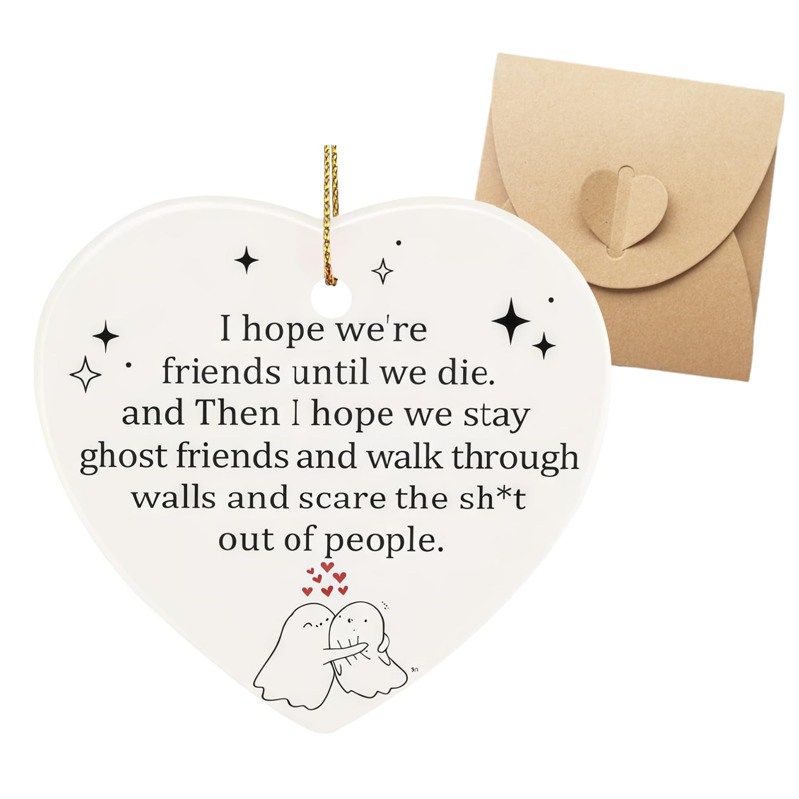Aikobaa Women's Red 1Pcs Acrylic Heart-Shaped Friendship Gifts For Bestie Gifts For With Kraft Paper Box Packaging