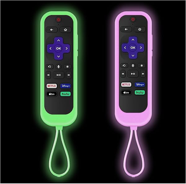 Funda de Silicona para Control Remoto Onn Roku TV, Funda para Control Remoto Express 4K | Funda para Control Roku con Localizador, Fundas para Control Roku, Onn Roku Remote, Roku Express 4K+, Hisense Roku TV, Brilla en la Oscuridad