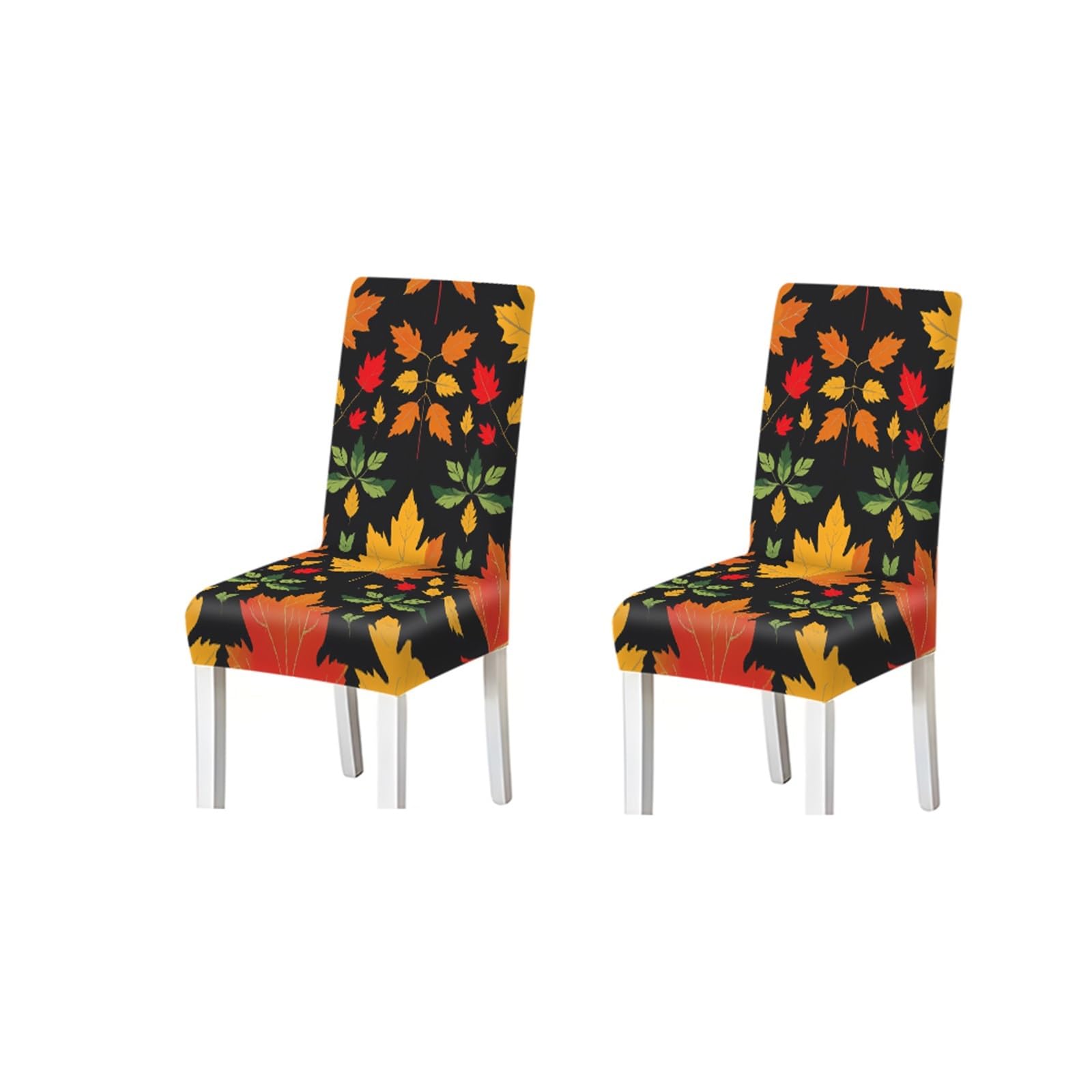 BOSUYBN Autumn Maple Leaves Print Stretch Dining Chair Covers, Set Of 2/4/6 Furniture Protectors for Home Dining Room(2PCS Chair cover)