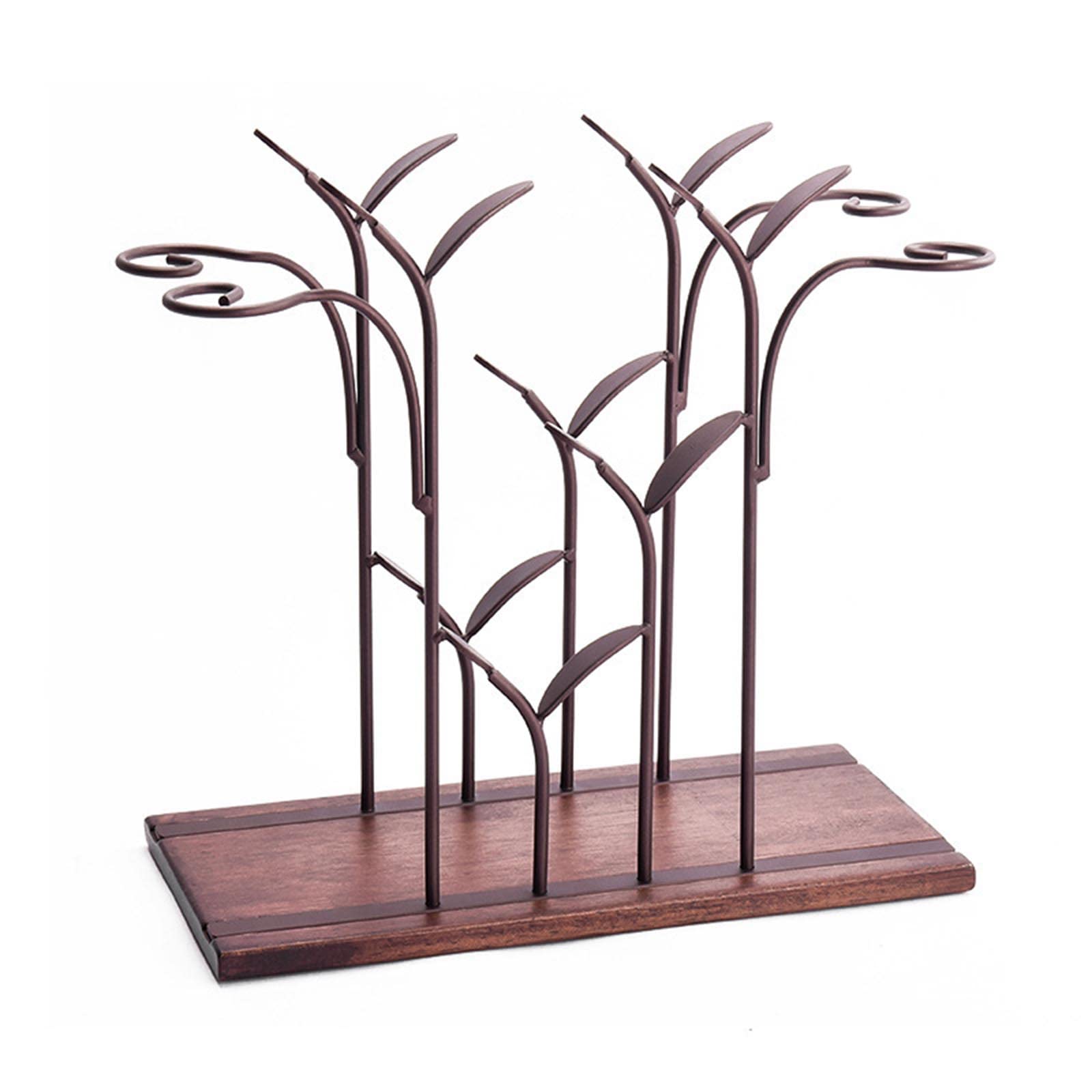 JUSHZ Botelleros Y Armarios para Vino Botellero Verticales Madera Soporte para Copa De Vino Metal Decoración Hogareña (34x16x33.2cm,Brown)