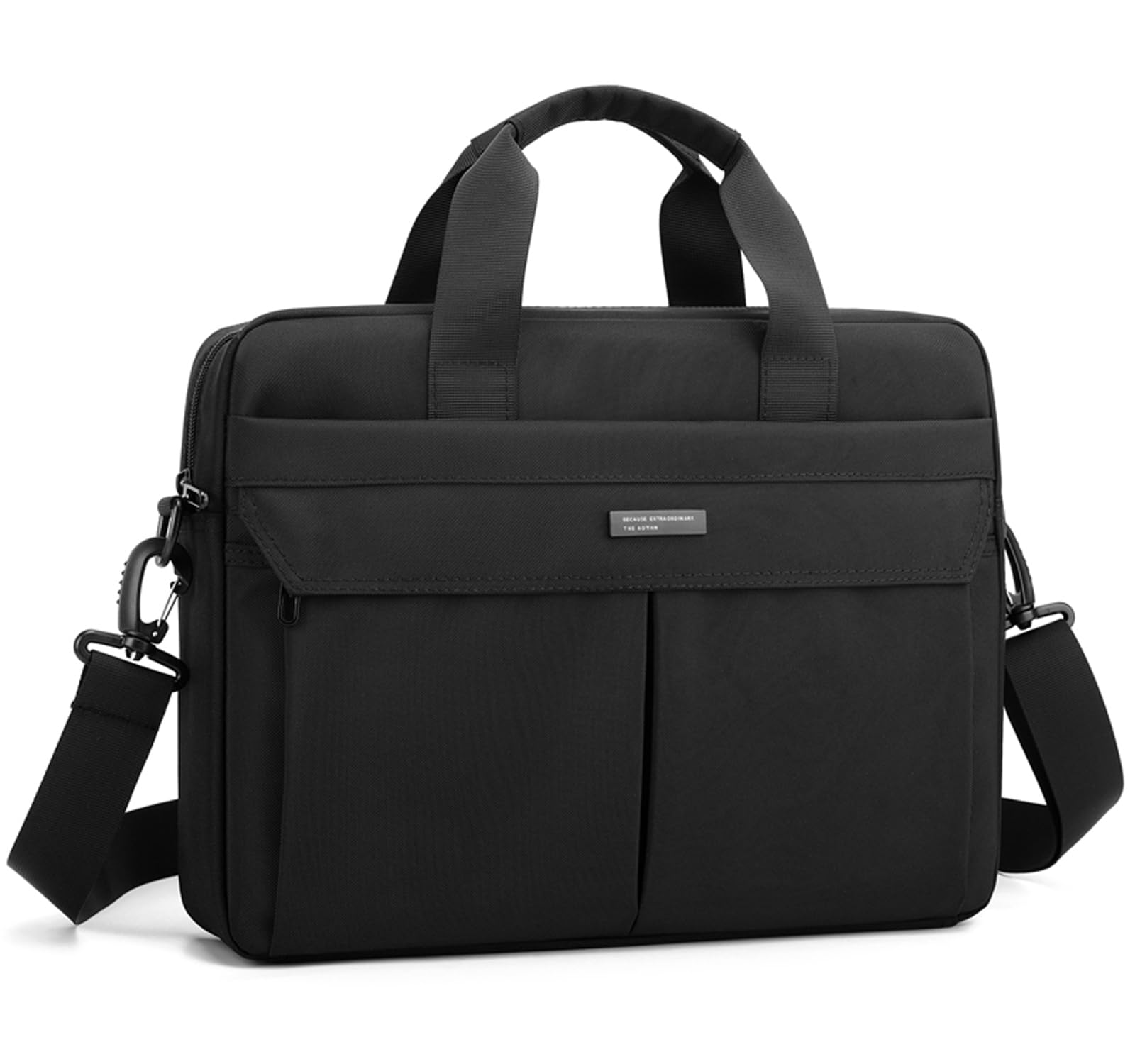 Laptop Bag 14 Inch Briefcase for Men Women Waterproof Nylon Lightweight Compact, Shoulder Messenger Handbag for Business Office Work Travel College Black
