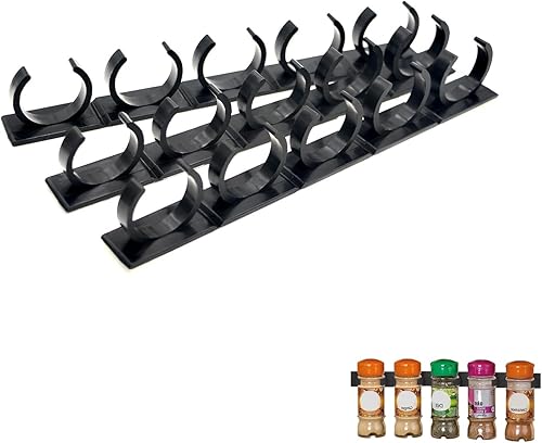 Paquete de 3 clips adhesivos para especias, organizador de especias resistente para puertas de gabinete, despensa y caravana, almacenamiento de