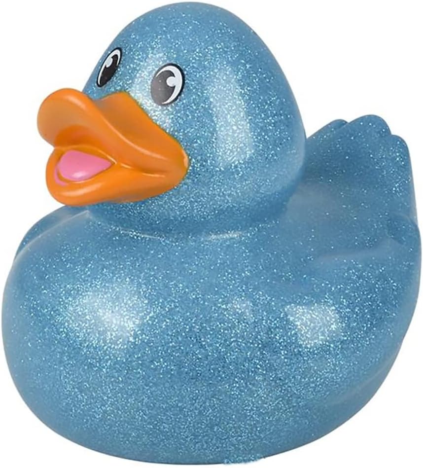Glitter Rubber Duck Toy Assortment Duckies for Kids, Bath Birthday Gifts Baby Showers Summer Beach and Pool Activity, 6" (12-Pack)