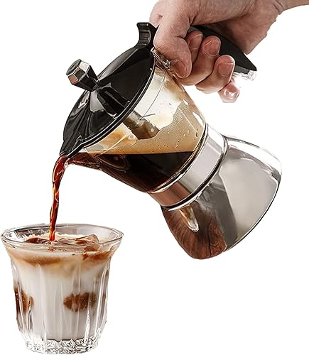 Cafetera de 6 tazas Moka Pot Estufa eléctrica de acero inoxidable Cafetera de vertido italiano para oficina y hogar