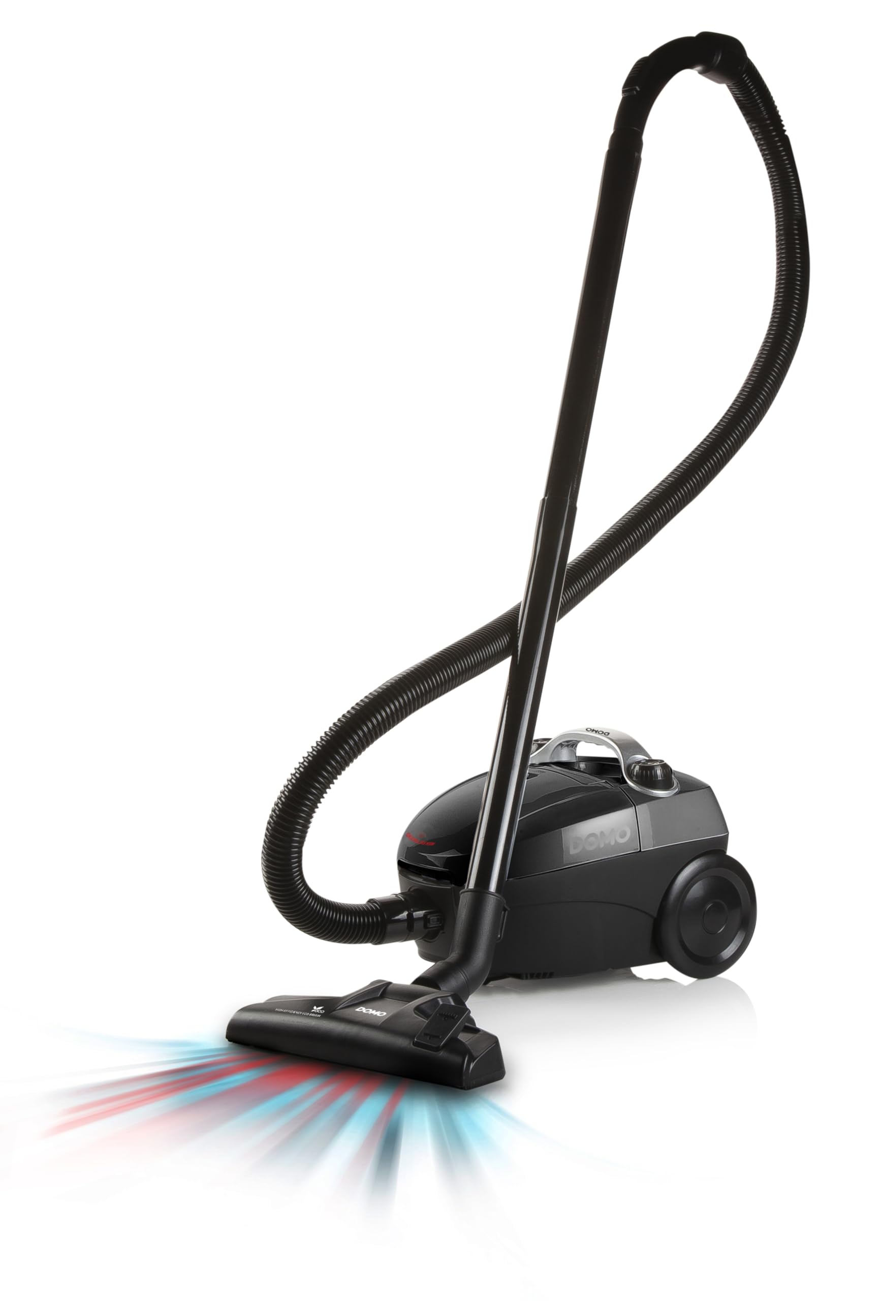 DOMO DO1033S Aspirateur avec Sac - avec indicateur de Sac Plein - 1,5L - Inclus Brosse pour Sol, suceur Plat avec Brosse et 1 Sac à poussière - 450W - Noir