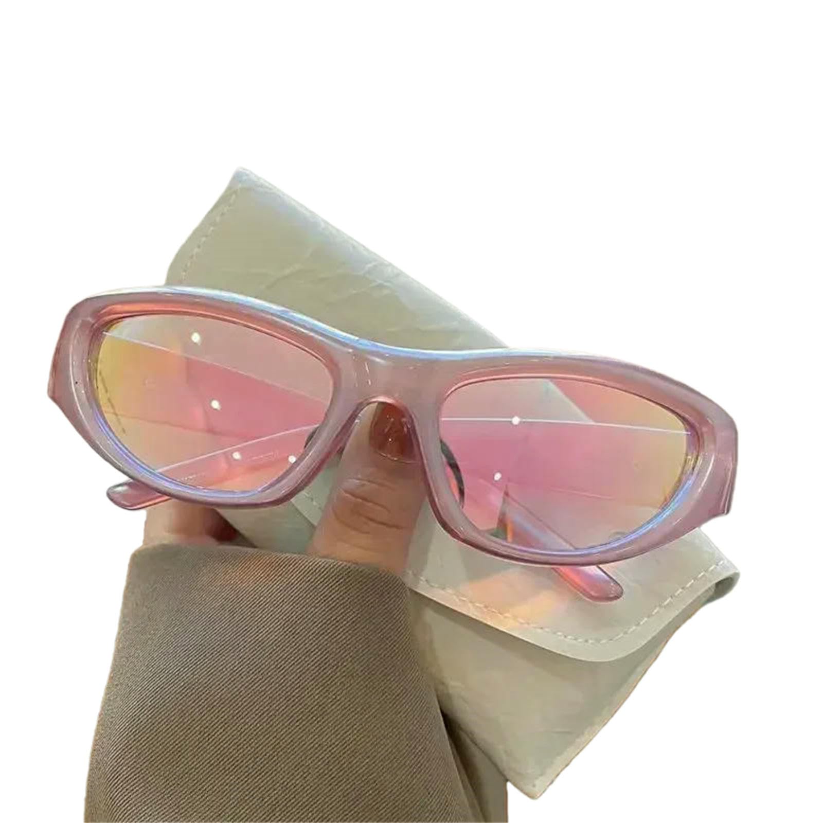 Lunettes de soleil punk ovales uniques verres miroirs colorés rose-multi