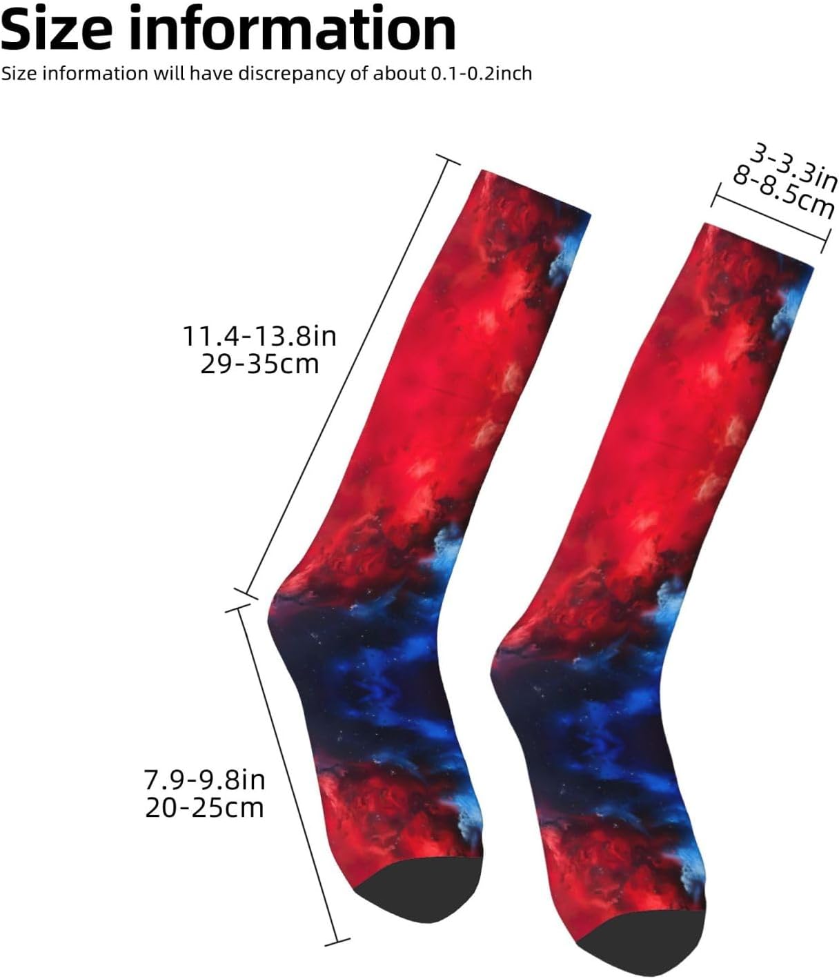 Red Blue Galaxy Print Breathable Crew Neck Athletic High Socks,Suitable For Sports,Running,And Travel.