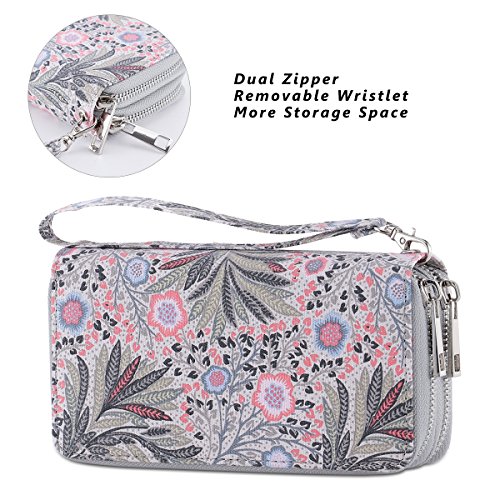 Double Zipper Wallet for Woman Clutch Purse with Cell Phone Holder for Smartphone/Card/Coin/Cash4
