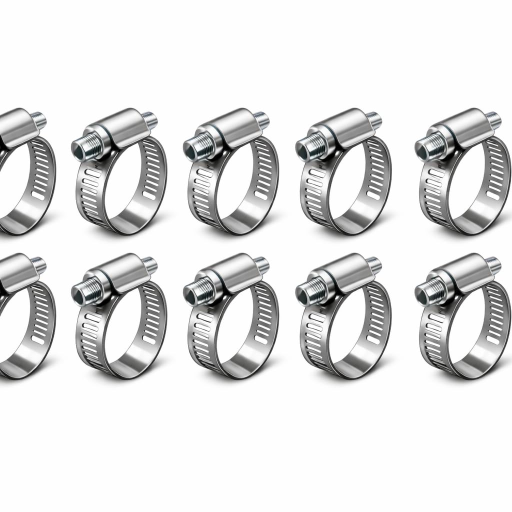 Metal Hortum Kelepçesi, Paslanmaz Çelik, 8mm x 10-16mm, 10 Parça, Otomotiv, Tesisat ve DIY Projeleri için