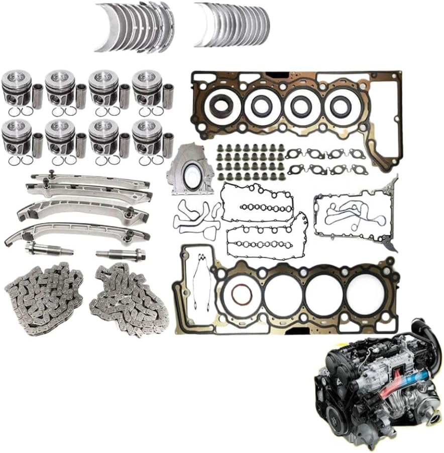 Engine Head Gasket Set with Piston and Timing Chain Components for 4.4L T448DT Diesel Engines Compatible with Sport L322 L405 L494