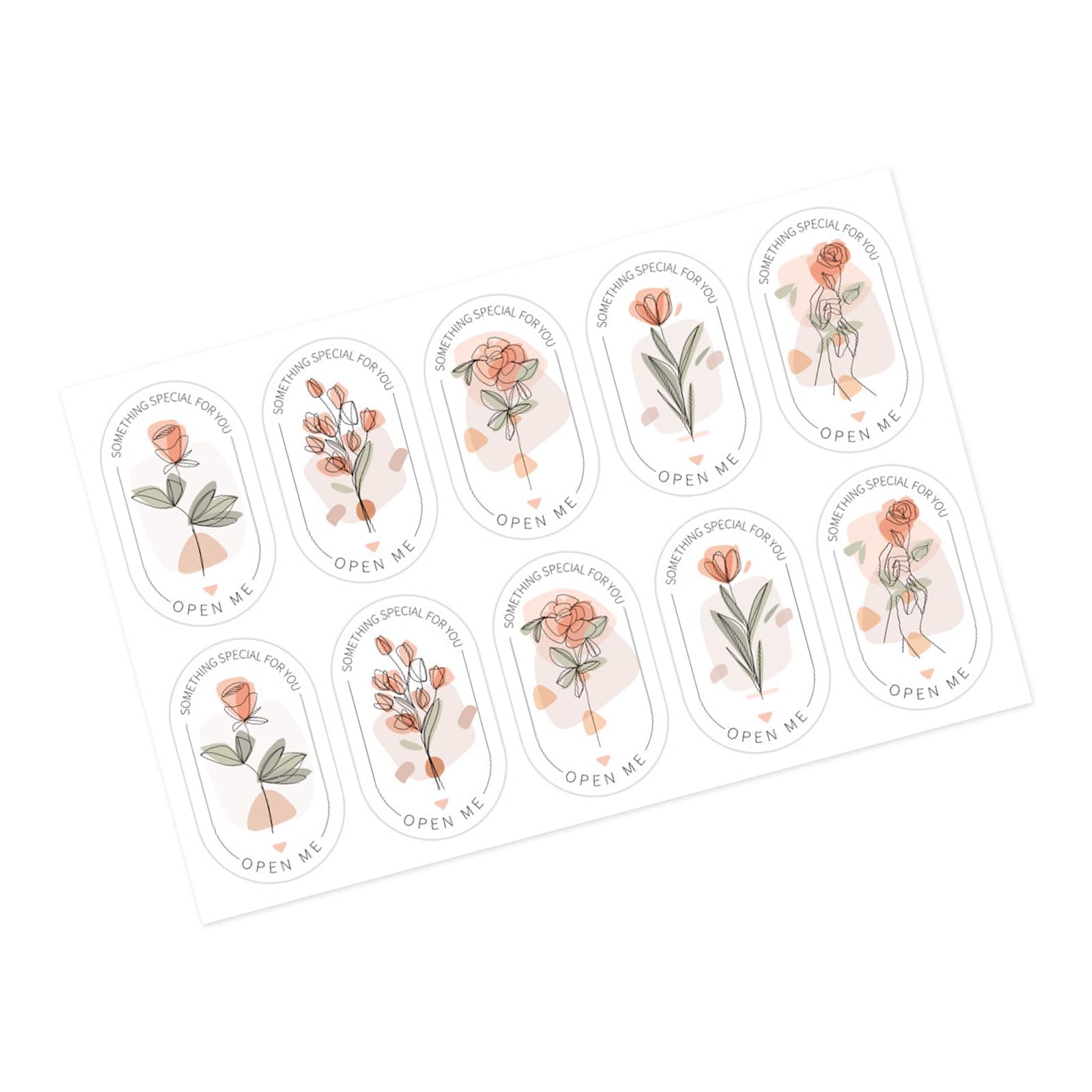 100Pcs Flower Print Wrapping Label 5x3cm Rectangular Adhesive Sealing Label Sticker for Seal Card Envelope Packaging Floral Shape Sticker