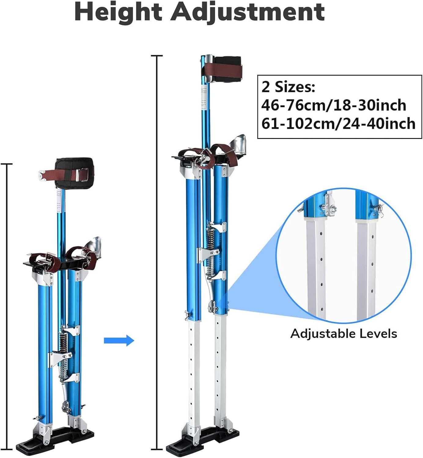 Painting Drywall Stilts, 18-30" /24-40" Height Adjustable Lifts Paint Stilt for Sheetrock Painting Finishing Pruning Branches or Cleaning,30inch