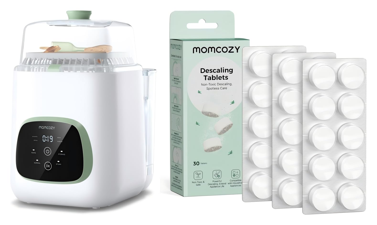 Momcozy Lave Biberon & Comprimés détartrés-30 Pack