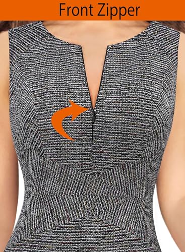 Image of VFSHOW Womens Front Zipper Work Business Office Bodycon Dress Elegant Professional Career Church Party Pencil Sheath Dress