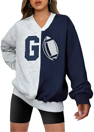 VILOVE Women's Game Day Football Sweatshirt with Long Sleeve and Crewneck