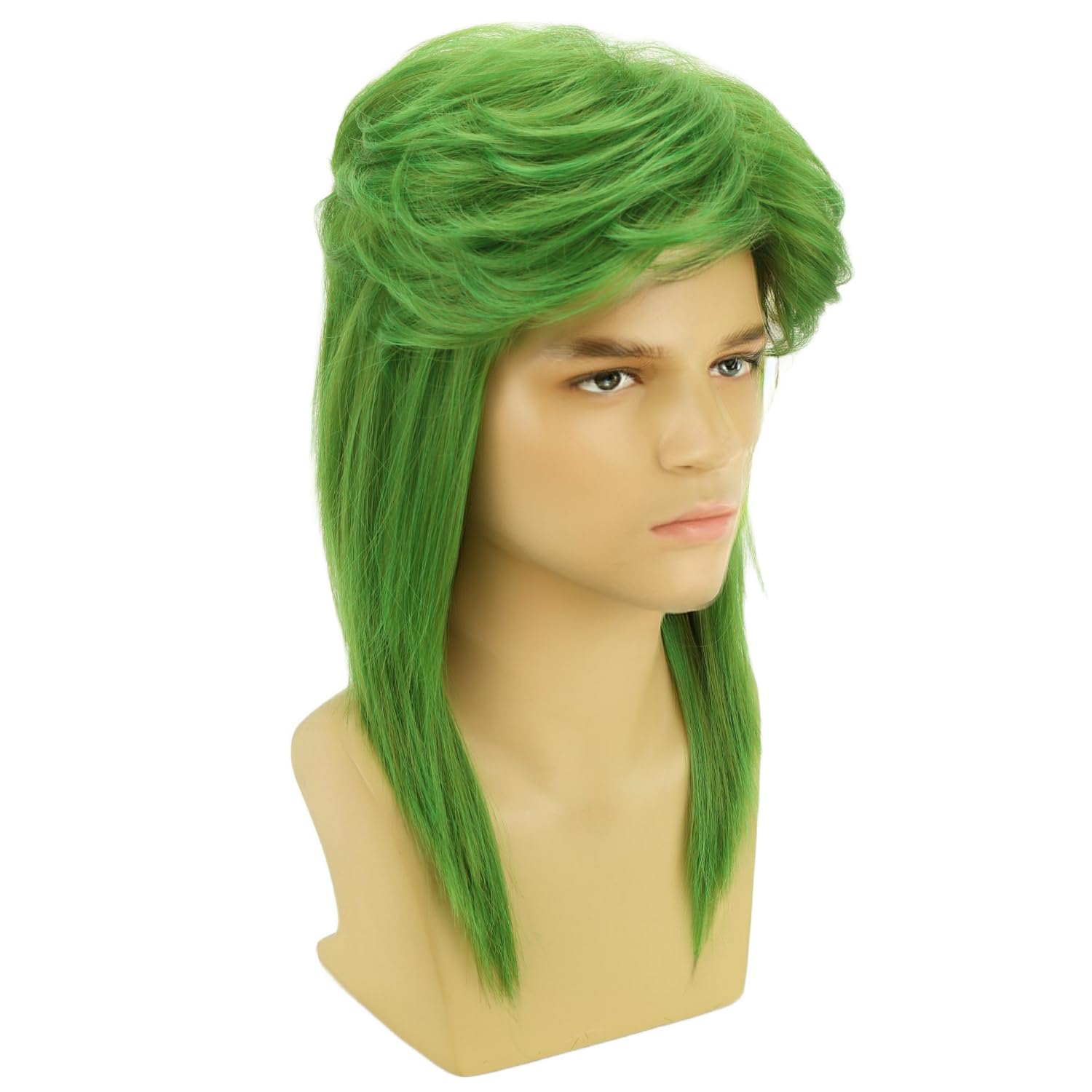 MAGQOO Mullet Wigs for Kids Boys Green 80s Costume Wigs Punk Retro 70s 80s Disco Rocker Fancy 1980s 1990s Party Halloween Cosplay Costume Wigs