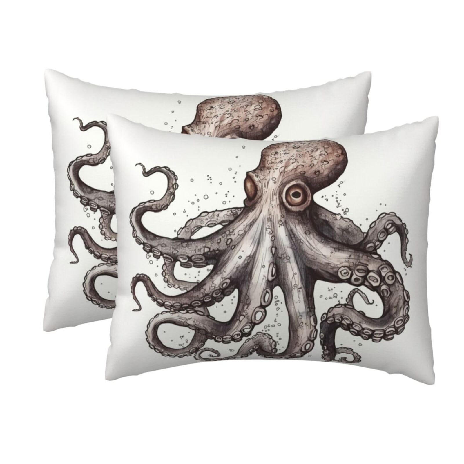 2 Pack Standard Pillow Cases with Hidden Zipper, Soft Breathable Pillow Covers for Hair and Skin, Octopus Pillowcases 20"x26" Bed Pillow Protectors Cover for Sleeping Gifts