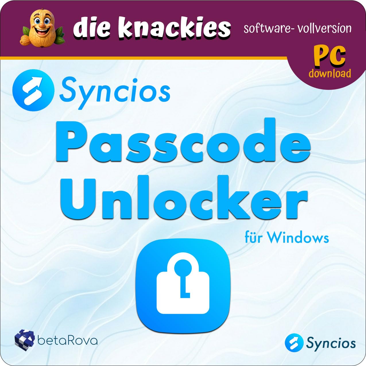 die knackies - Syncios Passcode Unlocker | iPhone & iPad Entsperren Software für Windows PC | Entfernt Bildschirmsperre, 4-/6-stelligen Code, Apple ID, Face ID, Touch ID & Bildschirmzeit ohne Passwort