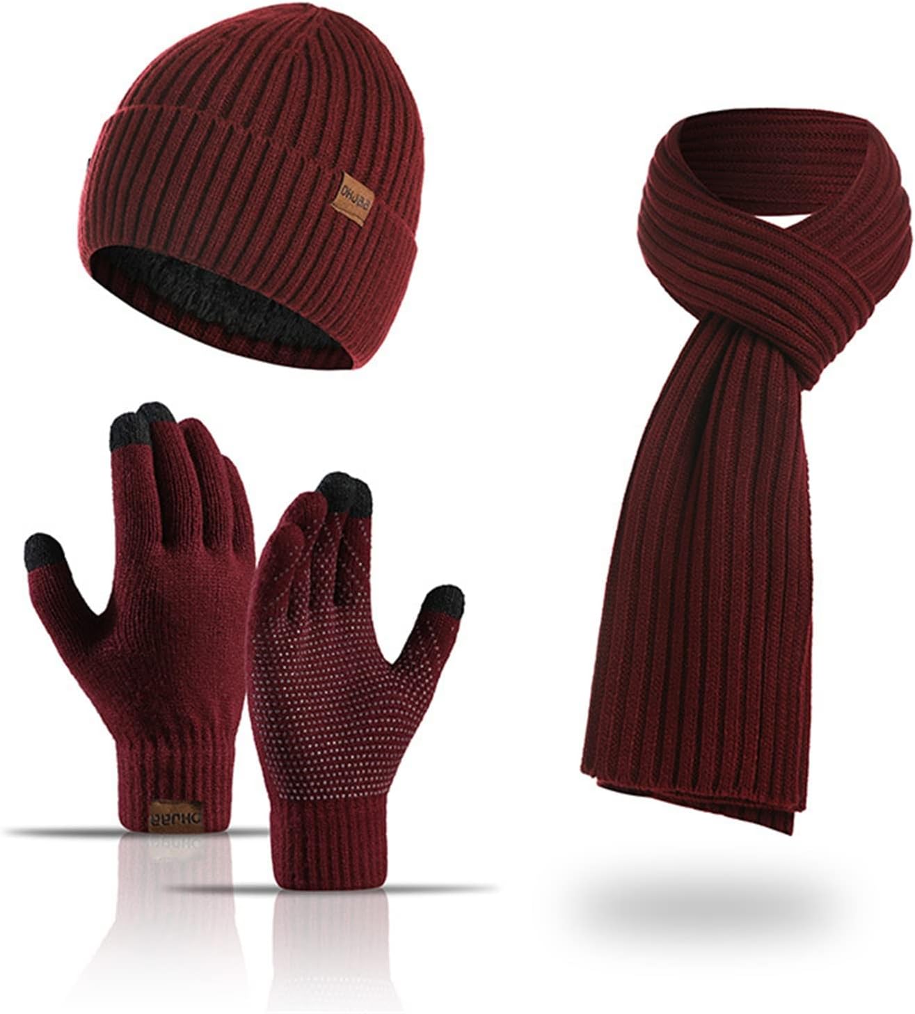 Winter Hat Scarf Gloves Set Hat Scarf and Glove Set Unisex Winter Warm Thermal for Cold Weather Women Men