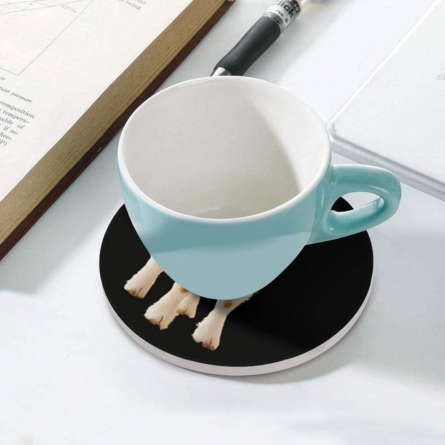 Cute Lamb Sheep Funny Round Ceramic Coasters for Drink Absorbent Cup Holders Tabletop Protection