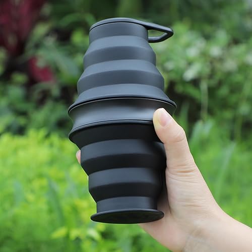 Miniatura 3 de Botella de agua plegable, de silicona de grado alimenticio, portátil, a prueba de fugas, con mosquetón, para viajes, gimnasio, campamento, ligera,