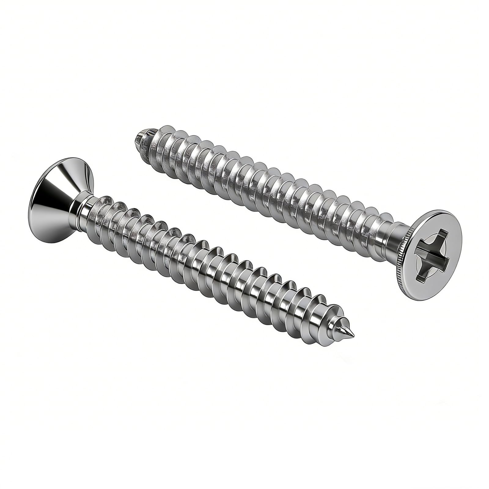 Photo 1 of #4 x 1-3/8 [100 Pack] Flat Head Phillips Drive Self Tapping Screws, Sheet Metal Screws, 304 Stainless Steel (18-8), Corrosion Resistant Screws for Wood, Sheet Metal and More