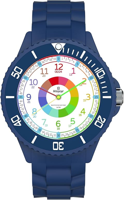 Kinderuhr Jungen Mädchen,Lern Armbanduhr für Kinder,Kinderuhr für Jungen und Mädchen, Kinderuhr,Armbanduhr für Kinder Jungen und Mädchen,3ATM wasserdichte Analog Quarzuhr,Erlernen der Uhrzeit