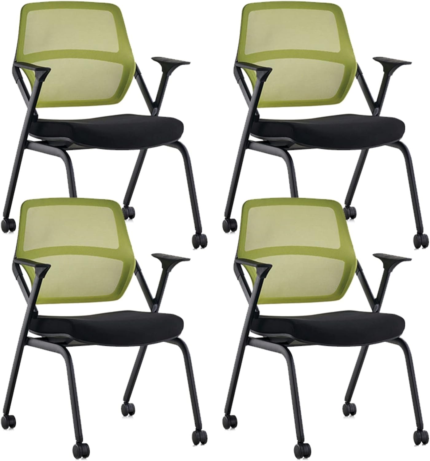 4 Pack Office Conference Chairs, Foldable Mid Back Mesh Guest Reception Stacking