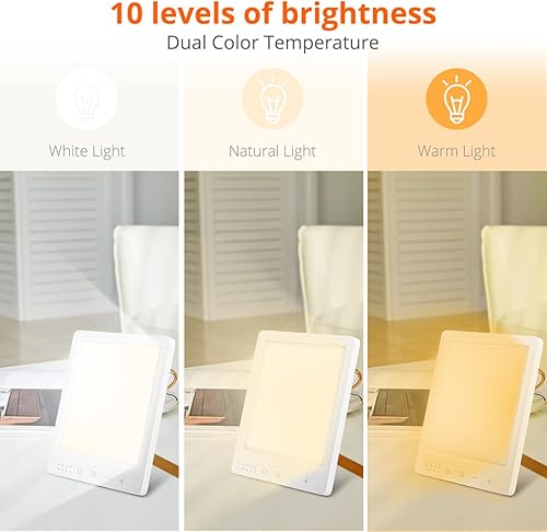 Miniatura 2 de EasyHome Lámpara solar de terapia de luz 10000 Lux LED Energía con 10 brillo ajustable Ajuste de temperatura de doble color Luz blanca cálida 4