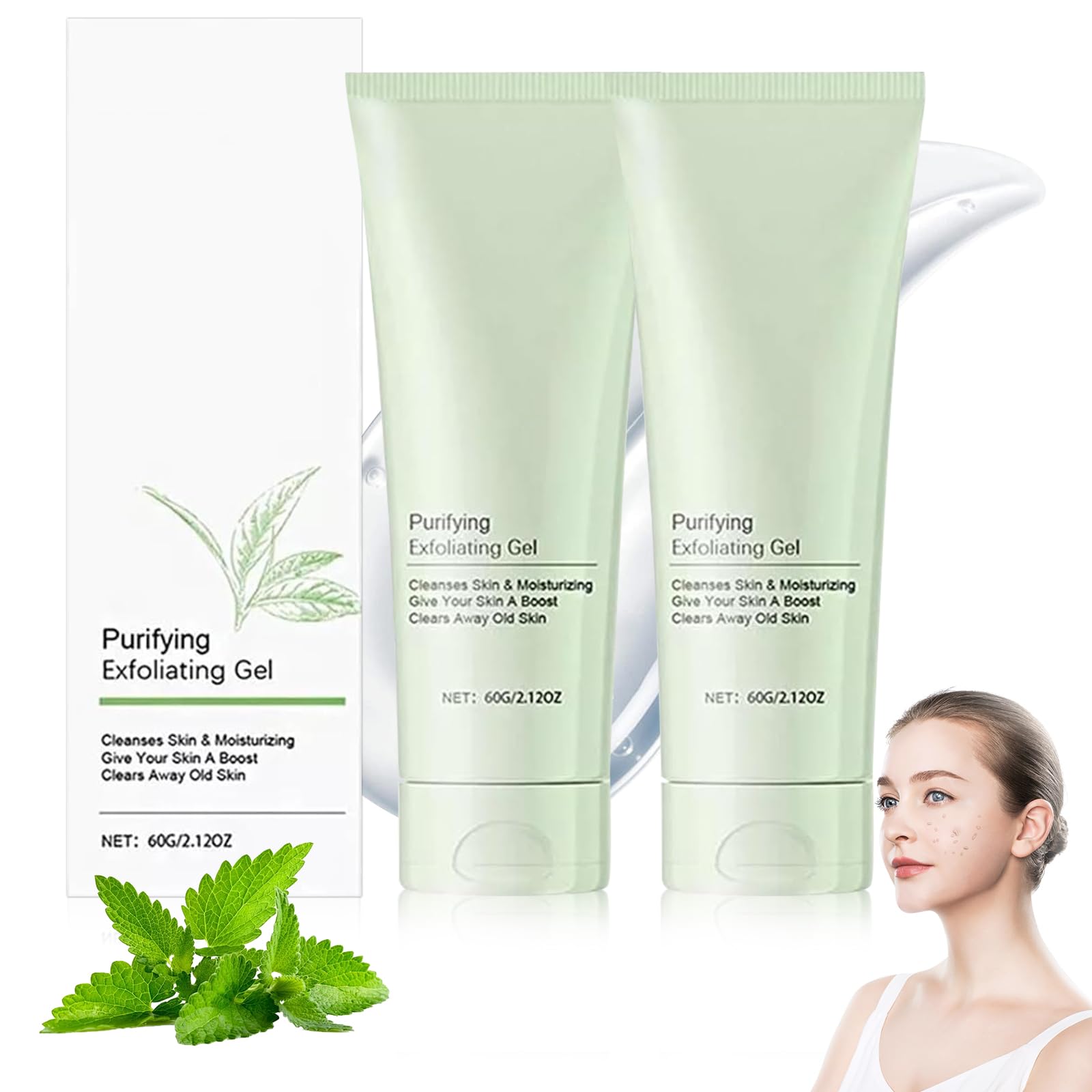 Purifying Exfoliating Gel Moisturizing Cleanses Skin - Body Exfoliating Scrub Gel and Deep Cleansing Face (2 PCS)