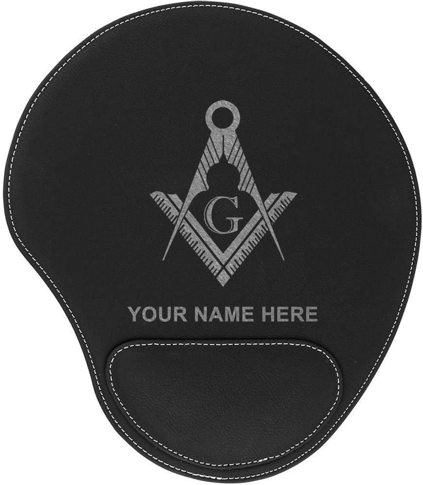 LaserGram Mouse Pad, Freemason Symbol, Personalized Engraving Included (Black)