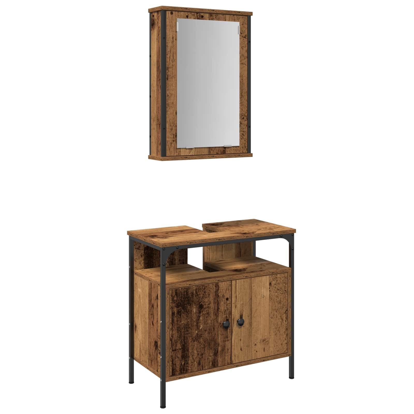 Juego de muebles de baño 2 piezas Marrón 60 x 30 x 60 cm Madera procesada