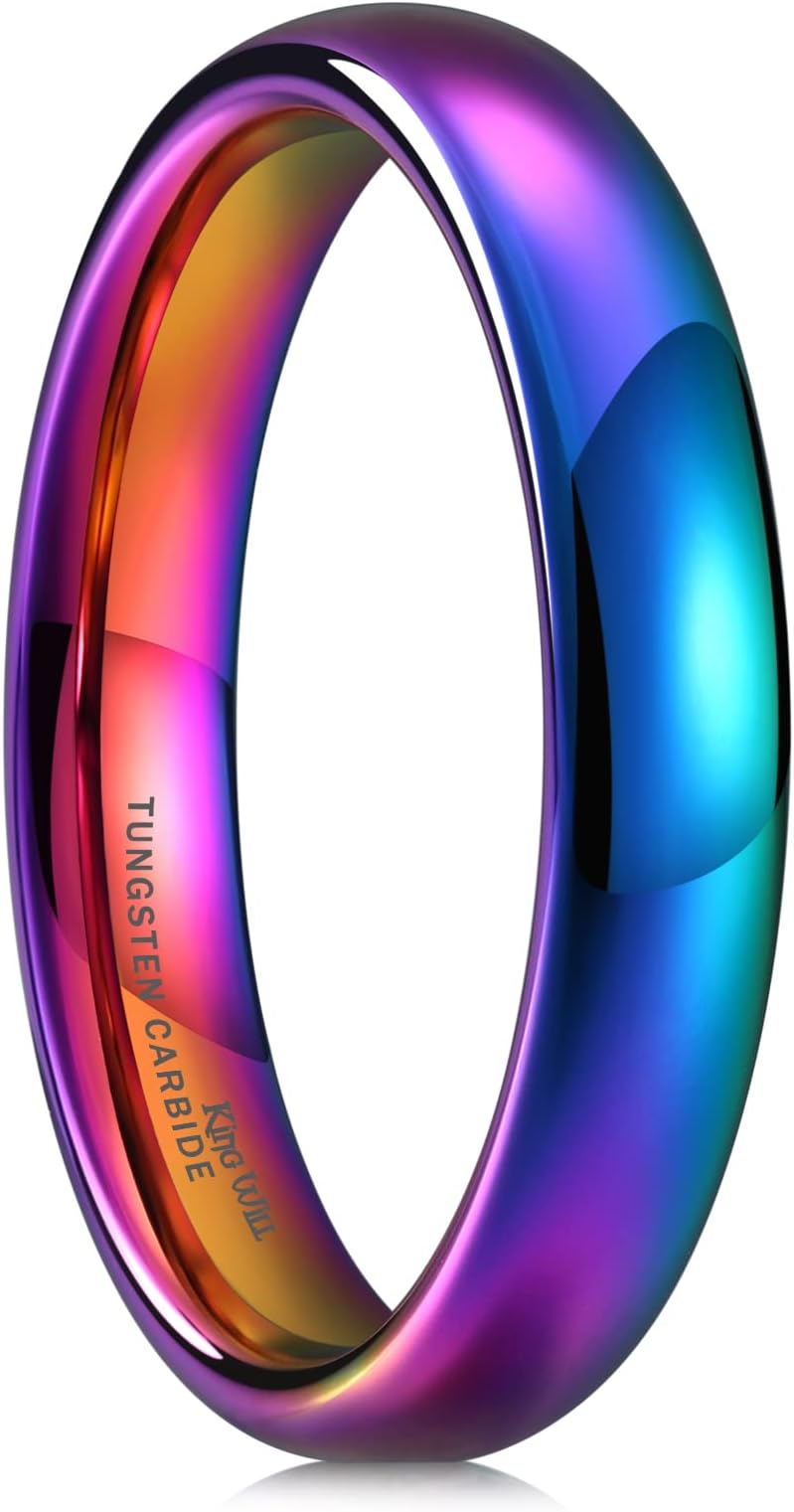 King Will Men's Women's 1.5mm 2mm 4mm 6mm 8mm Tungsten Carbide Ring 24k Gold Plated Rose Gold Plated Domed Polished Finish Wedding Band