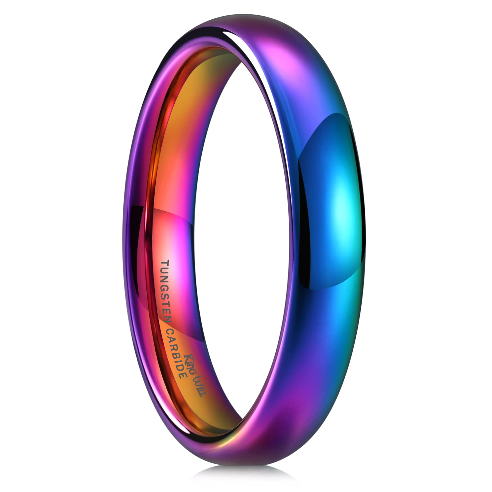 King WillMen's Women's 1.5mm 2mm 4mm 6mm 8mm Tungsten Carbide Ring 24k Gold Plated Rose Gold Plated Domed Polished Finish Wedding Band