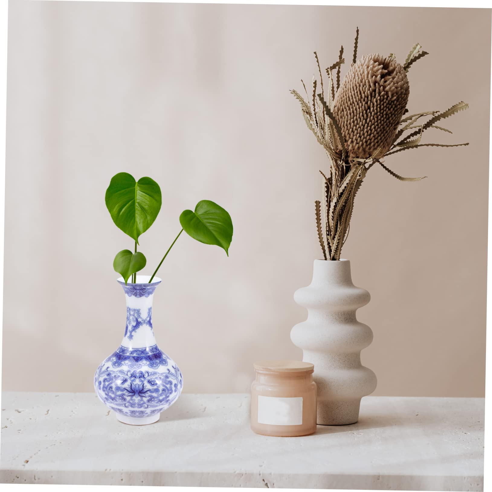 Amazon.co.jp: VORCOOL 青 白 磁器 花瓶 シノワズリ 花瓶 セラミック