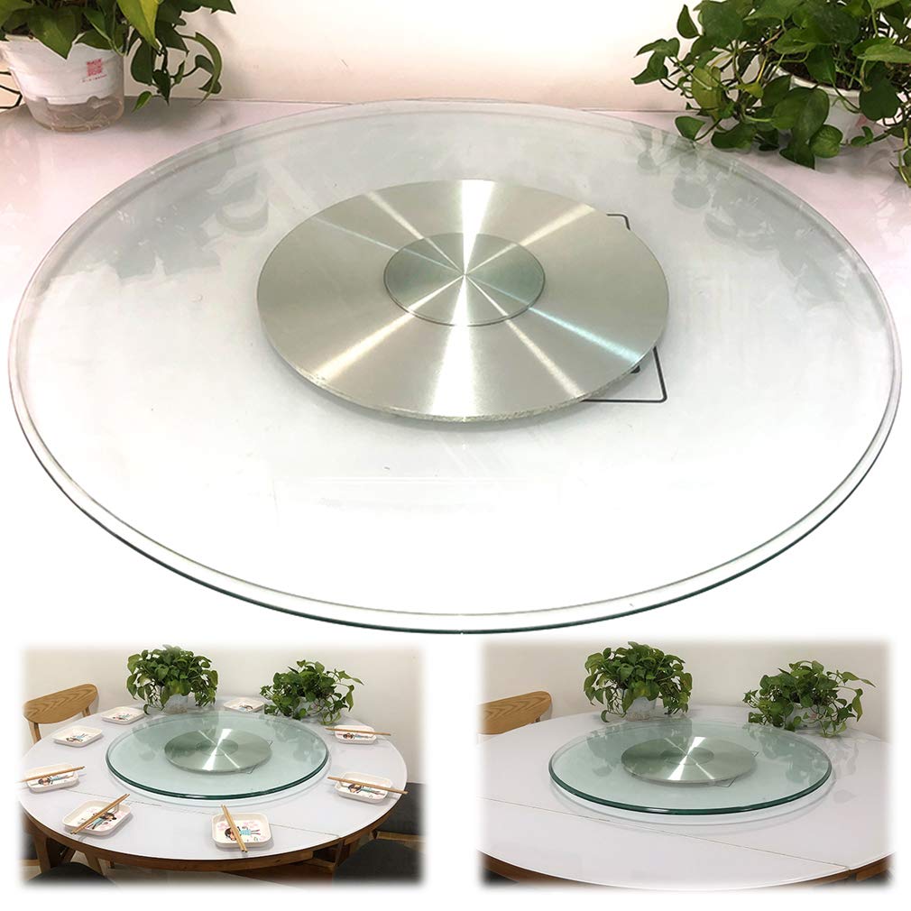 Plateau tournant en verre CHEWYNP de 360° idéal pour simplifier vos grands dîners en famille
