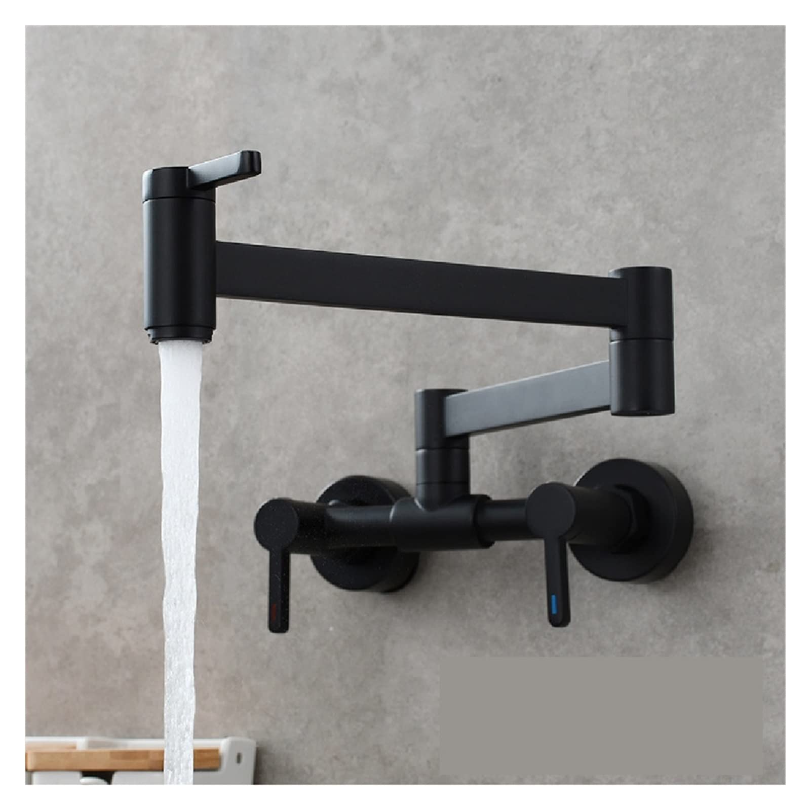 Robinet de cuisine pliable noir en laiton avec trois poignées pour lavabo chic