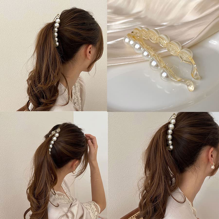 ?? real Pearl Cream Rose Leaf Hair Clips - Set of 2 Set of 2 Flower Pearl Hair Clips - Etsy main image 4