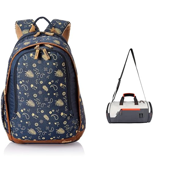 Gear 26 ltrs navy blue and beige casual backpack Clearance