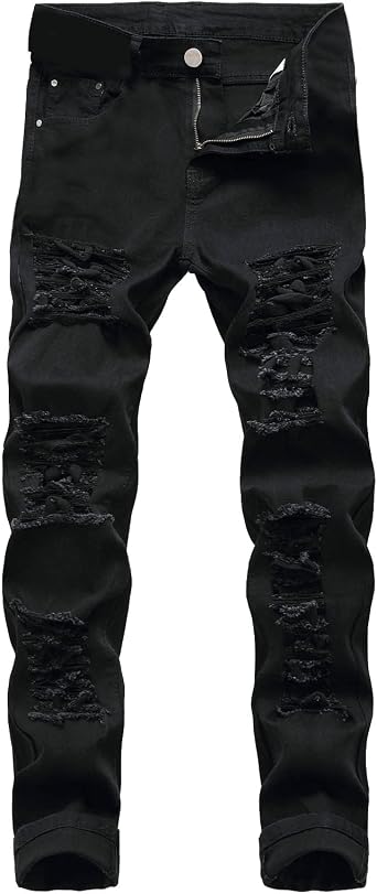 Men's torn and worn jeans pants trousers casual loose Retro style pants Straight Leg Classic Basic Denim Slim Fit Denim Work Cotton Wash Designer Wear Autumn Winter UK