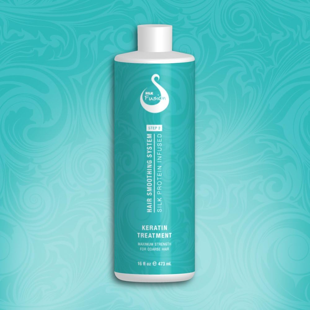 Keratin Long Lasting Hair Smoothing Treatment with Organic Argan Oil and Infused SILK Proteins for Straightening of Curly to Coarse Hair in a 16 Fl Oz / 473 mL