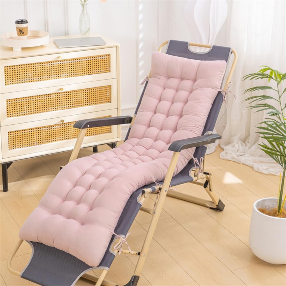 Surwin Sun Lounger Cushions Only, Soft Recliner Cushions Thick 8cm lounger Seat Pads for Indoor Outdoor Patio Yard Beach Garden (Pink,48x155x8cm)